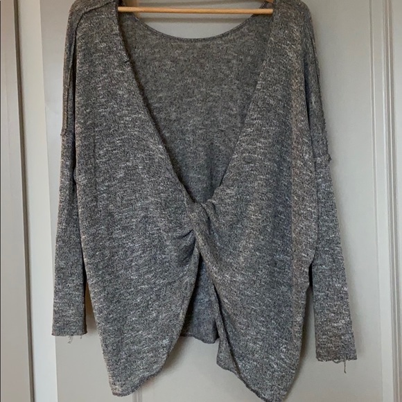 Grey Lulus Sweater Top - Open knot tie back - Picture 2 of 3